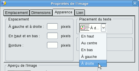 Proprits de l'image