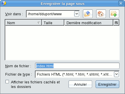 Enregistrer la page sous...