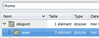 Rpertoire "Mon site web" sous Linux