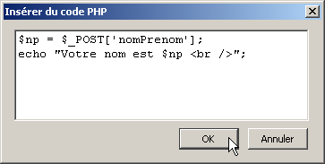 Insrer du code PHP