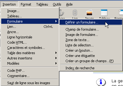 Menu Formulaire